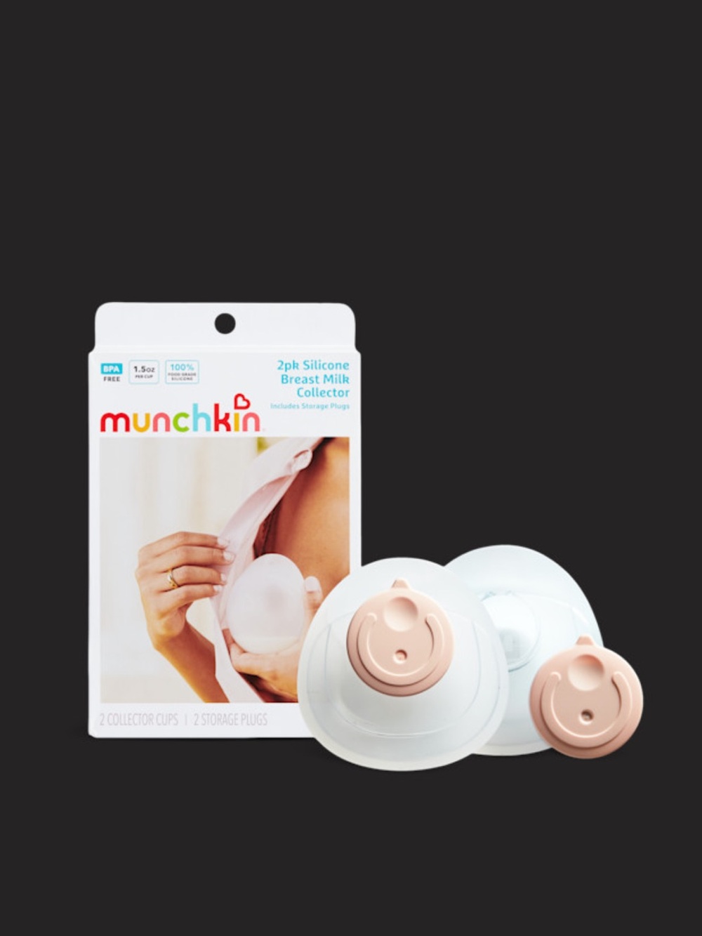 Munchkin Silicone Breast Milk Collectors in White and Light Pink